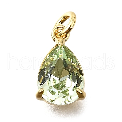 Brass Glass Charms KK-V011-31G-1