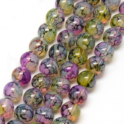 Baking Painted Glass Beads Strands X-DGLA-Q023-6mm-DB59-1