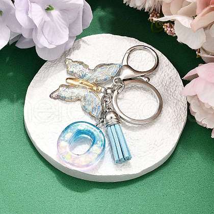 26Pcs Transparent Epoxy Resin & Transparent Acrylic & Faux Suede Tassel Keychain KEYC-JKC01202-15-1