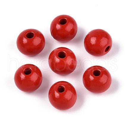 Spray Painted Round Natural Schima Wood Beads WOOD-A018-12mm-07-1