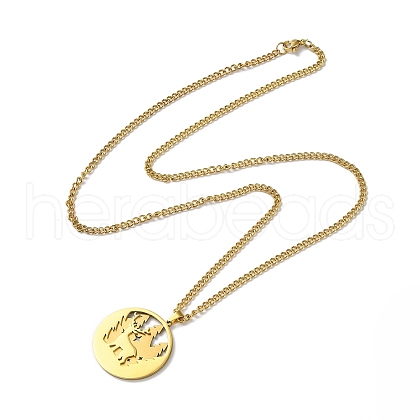 304 Stainless Steel Double Layer Pendant Necklaces NJEW-D047-02G-1