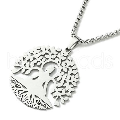 Stainless Steel Pendant Necklaces NJEW-L117-03B-P-1