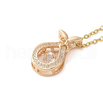 Brass Micro Pave Cubic Zirconia Pendant Necklaces for Women NJEW-E106-04KCG-02-1