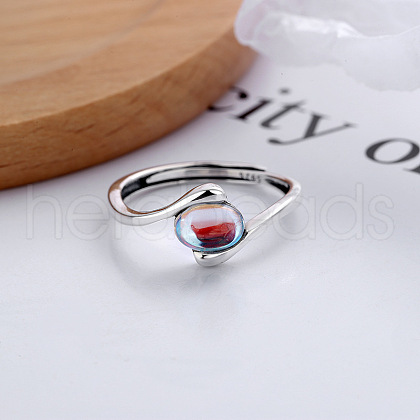 925 Sterling Silver & Natural Moonstone Adjustable Finger Rings FS-WG9EA45-01-1