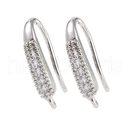 Brass Micro Pave Clear Cubic Zirconia Earring Hooks KK-U008-06P-1
