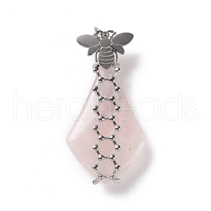 Natural Rose Quartz Pendants G-C243-03P-1