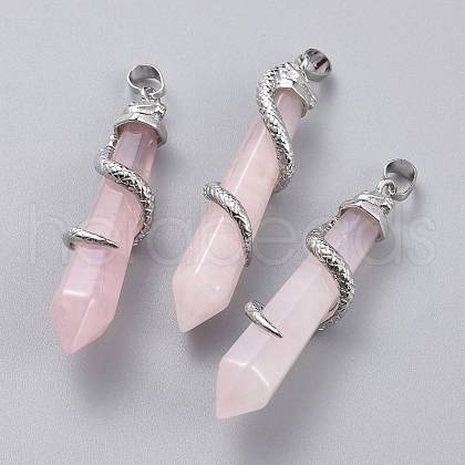 Natural Rose Quartz Big Pointed Pendants X-G-F696-B13-1