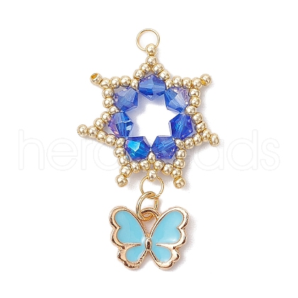 Glass Seed Beaded Flower Pendants PALLOY-MZ00623-01-1