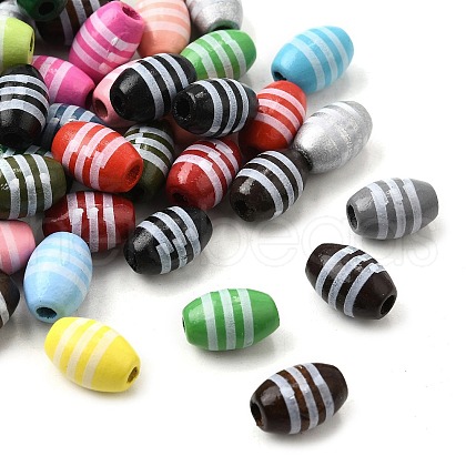 Printed Schima Wood Beads WOOD-L022-02A-1