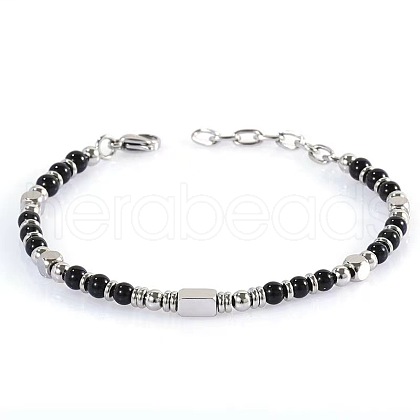 Adjustable 304 Stainless Steel Gemstone Beaded Bracelets FS-WG23DE2-11-1