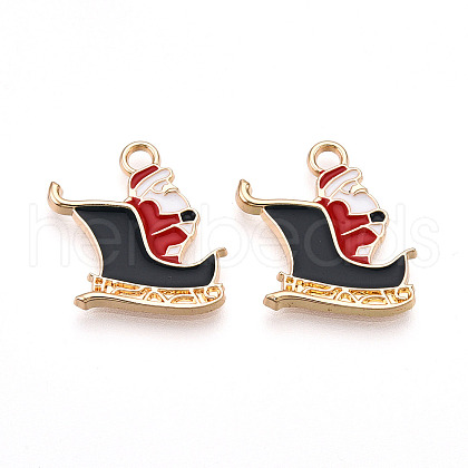 Golden Plated Alloy Enamel Pendants X-ENAM-T009-88-RS-1