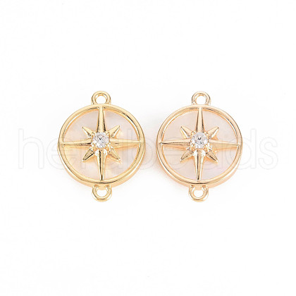 Brass Micro Pave Clear Cubic Zirconia Links Connectors KK-T062-167G-NF-1