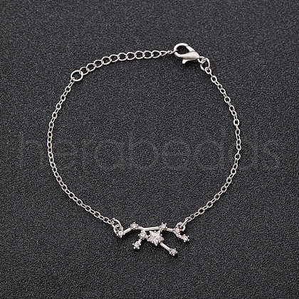 12 Constellations Alloy Rhinestone Link Bracelets WG43B2B-16-1