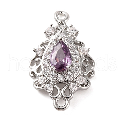 Brass Pave Cubic Zirconia Connector Charms KK-Z051-04P-02-1