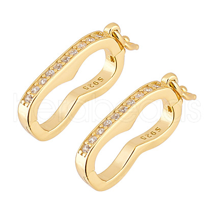 GOMAKERER 2Pcs Platinum Plated 925 Sterling Silver Rhinestone Twister Clasps FIND-GO0002-57-1