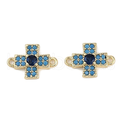 Brass Blue Cubic Zirconia Connector Charms KK-I719-01G-1