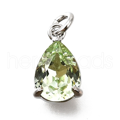 Brass Glass Charms KK-V011-31P-1