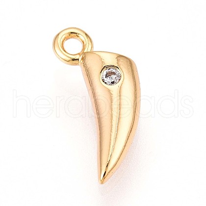 Brass Micro Pave Clear Cubic Zirconia Pendants KK-T075-03G-1