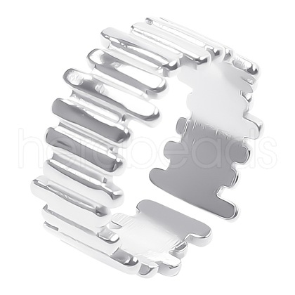 Elegant Striped Stainless Steel Wide Band Rings FM3667-1-1