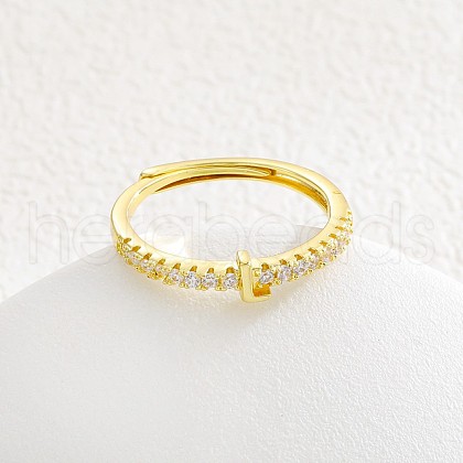 Adjustable Brass Micro Pave Clear Cubic Zirconia Finger Rings for Women FS-WG712C8-16-1