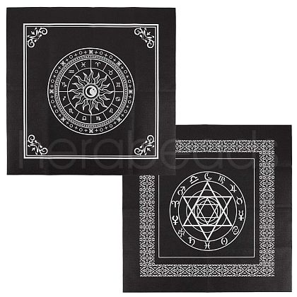 CREATCABIN 2 Sheets 2 Style Non-Woven Fabric Tarot Tablecloth for Divination AJEW-CN0001-62A-1
