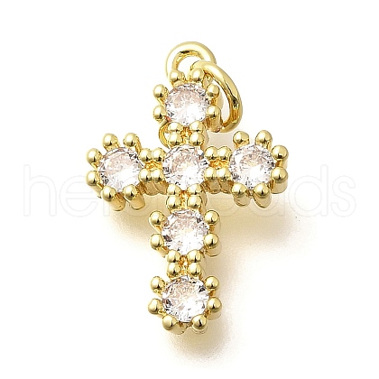 Brass Micro Pave Clear Cubic Zirconia Pendants KK-M309-02G-1