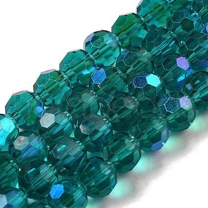 Electroplate Transparent Glass Beads Strands X-EGLA-A035-T8mm-L12-1