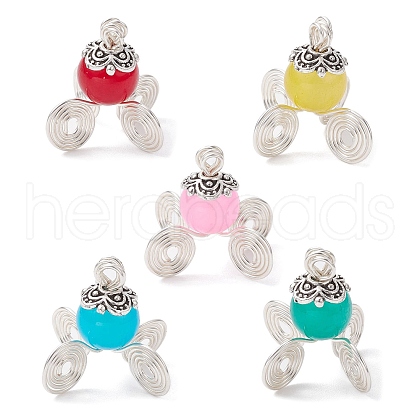 Imitation Jade Glass Bead Pendants PALLOY-JF02378-1