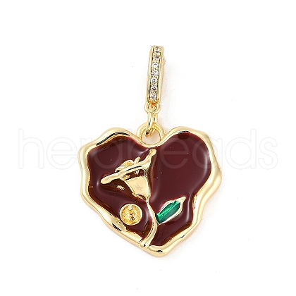 Brass Enamel Micro Pave Cubic Zirconia Pendants KK-U043-11G-01-1