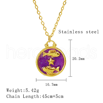 Stainless Steel Enamel Constellation Pendant Necklaces DJ0261-11-1