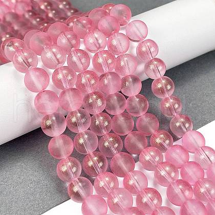 Frosted Transparent Glass Bead Strands X1-GLAA-P065-8mm-03-1
