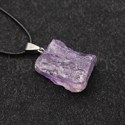 Natural Amethyst Raw Rough Nuggets Pendant Necklace FS-WG50F2C-05-1