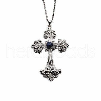 Vintage sparkling Alloy Rhinestone Cross Pendants Necklaces for Women IL0019-2-1