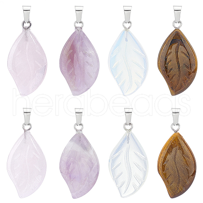 Unicraftale 8Pcs 4 Styles Natural & Synthetic Mixed Gemstone Pendants G-UN0001-10-1