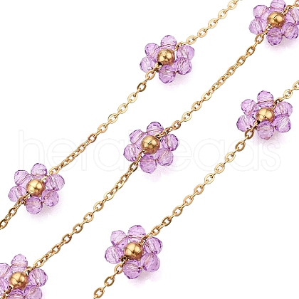 Flower Glass Beaded Chains CHS-P016-41G-02-1
