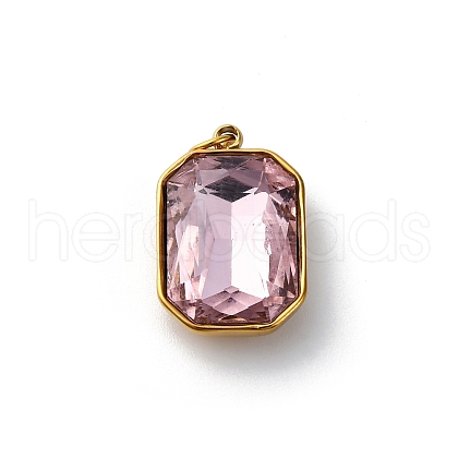 316 Stainless Steel Faceted Glass Pendants STAS-K258-48G-08-1