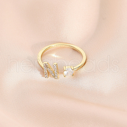 Fashionable Brass Cubic Zirconia Cuff Rings FS-WG4936F-24-1