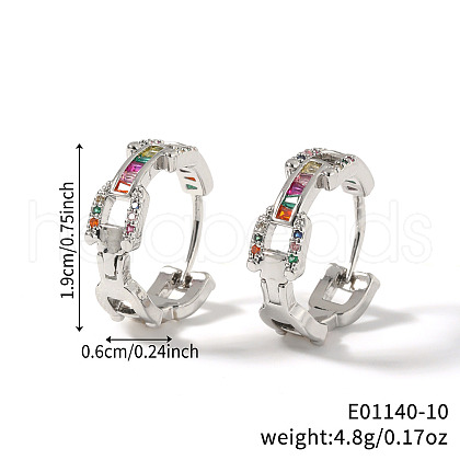 Fashionable Brass Cubic Zirconia Ring Hoop Earrings DR3389-8-1