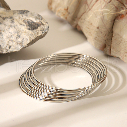 5Pcs Stylish 304 Stainless Steel Plain Bangles for Women CS8821-1-1