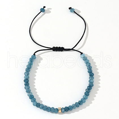 Adjustable Natural Apatite Faceted Beaded Braided Bracelets for Men CW8575-2-1