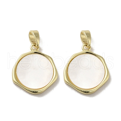 Brass Pave Shell Pendants KK-I708-14B-G-1