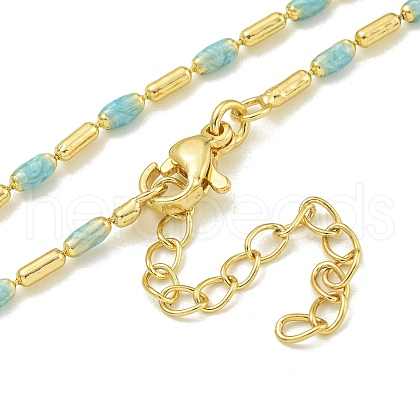 Brass Enamel Column Link Chain Necklaces NJEW-H039-04B-02G-1