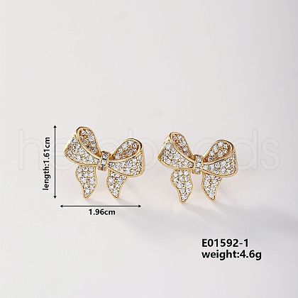 French Style Elegant Cute Bowknot Bow Stud Earrings with Rhinestones YD1579-1