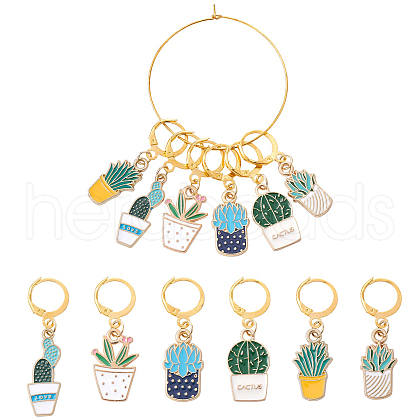 Pot Plant Theme Alloy Enamel Multifunction Pendant Decorations HJEW-CJ00003-1
