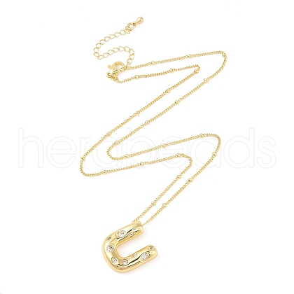 Brass Micro Pave Clear Cubic Zirconia Pendant Necklaces NJEW-Z038-01G-U-1