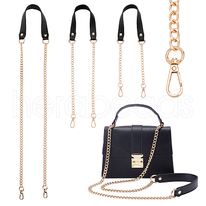 WADORN 3Pcs 3 Style PU Leather Curb Chain Bag Straps FIND-WR0010-42B-1