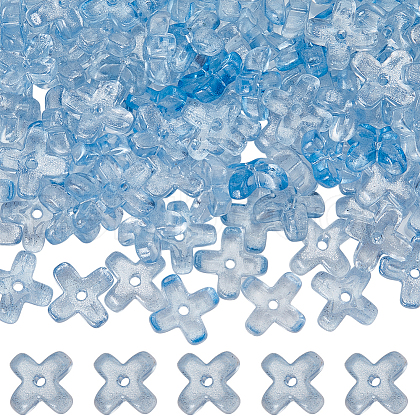 SUNNYCLUE 180Pcs Transparent Spray Painted Glass Beads GLAA-SC0002-46-1