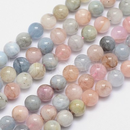 Natural Morganite Round Bead Strands G-I159-8mm-1