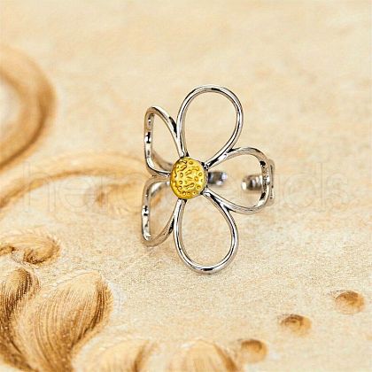 Hollow Flower Alloy Open Cuff Ring FS-WGDF3EE-01-1