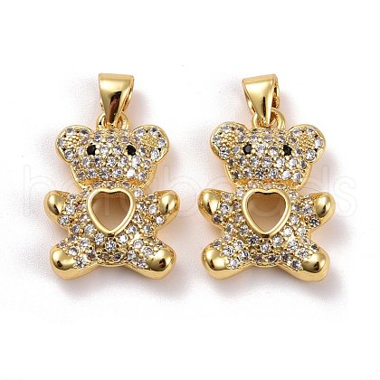 Brass Micro Pave Cubic Zirconia Pendants KK-K258-40G-RS-1